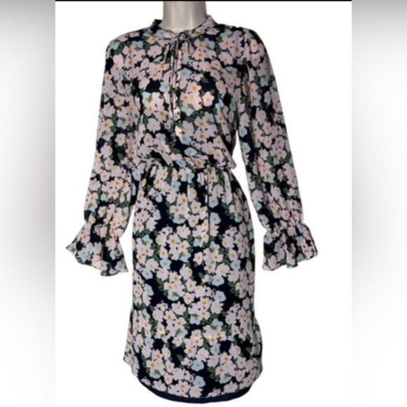J.Crew Mercantile Drapey Tie Front Floral Dress Elastic Waist Size Small NEW - Picture 10 of 12